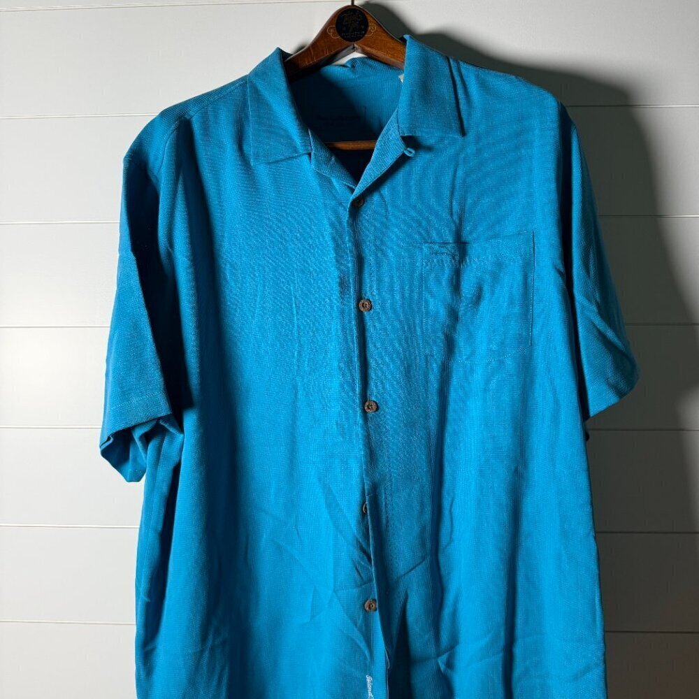 Tommy Bahama Short Sleeve Button Down Casual Turquoise Island Zone Size XL